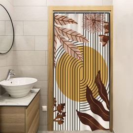 Ruelvth Stall Shower Curtain, Mid Century Tan Leaves Bathroom Curtain Waterproof Fabric Abstract Shower Curtain Set with Hooks, 36x72 Inch