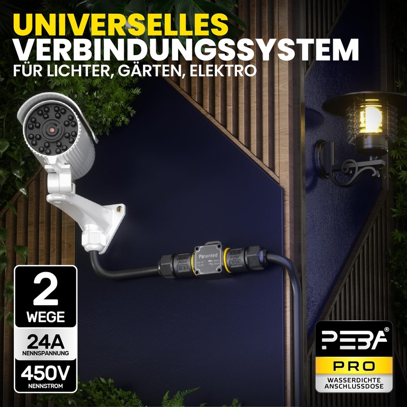 PEBA Cable Connector Waterproof 3-Pin 2-Way IP68 Waterproof Cable Connector