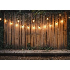 CORFOTO Rustic Wood Floral Backdrop Barn Door Light Strings Barrels Photography Background Wedding Anniversary Backdrop Bridal Shower Western Outdoor Wedding Backdrops Photo Booth Studio Props Fabric