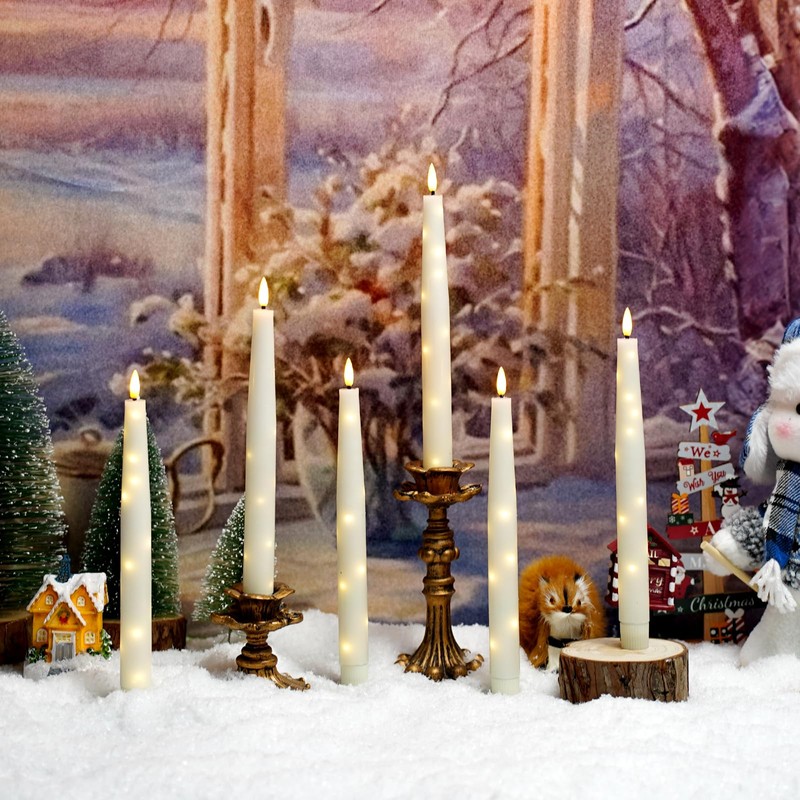 Nimiko Flameless Taper Candles with Star Lights, Remote Control, and