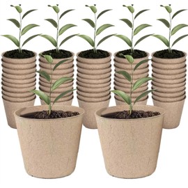 Peat Pots Biodegradable Plant Seed Starting Pots Kit Seed Germination Trays Round Nursery Pot for Seeds Saplings Garden 50 Packs