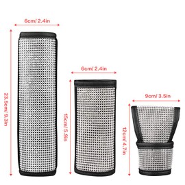 GES 2 Packs Univeral Diamond Leather Seat Belt Shoulder Pads for Women, Bling Rhinestones Car Bling Seat Belt Covers, Crystal Handbrake Cover, Bling Car Accessories 4 Pack Set Universal