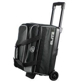 ELITE Basic Bowling Bag Double (2) Ball Roller with Rolling Wheels (Charcoal)