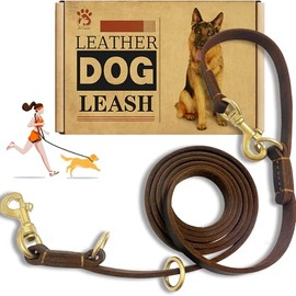 Correa De Cuero para Perros con Manos Libres De 8 Pies, Correas para Perros Multifunción De Cuero Genuino Duradero, Correa De Cuero Fuerte para Perros