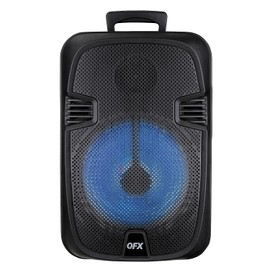 QFX PBX-1206SM PBX-1206SM 12-in. 21-Watt True Wireless Stereo Bluetooth Rechargeable Speaker with Wired Microphone and Stand