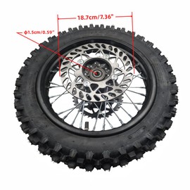 CLEO 80/100-10 Rear Wheel Rim Tire Assembly for 50cc-110cc Dirt Bike taotao TTR SSR CRF Apollo 15mm axle includes 190mm brake disc and 420-41T sprocket