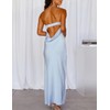 Realtix Satin Silk Backless Tube Tops Maxi Dress for Women