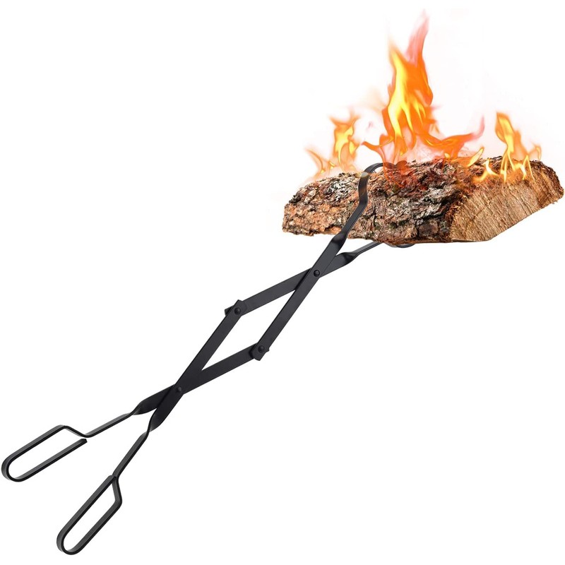 Log Grabber Fireplace Tongs Wood Fired Oven Tool Grill Camping