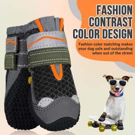 SlowTon Dog Shoes for Large Small Medium Dogs - Breathable Dog Boots for Summer Hot Pavement, Paw Protector for Outdoor Walking Winter Snow, Anti-Slip Rubber Dog Booties for Hardwood Floor (B OR, 5)