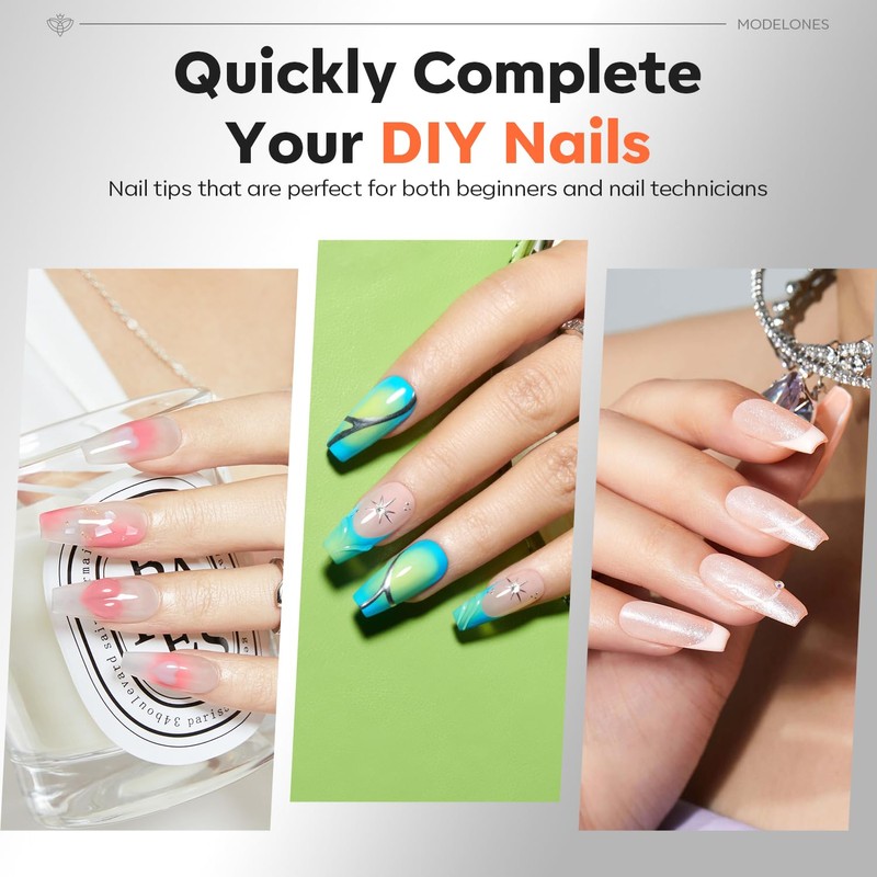 Modelones Nail Tips, 120 Pieces, Full Cover Nail Tips Set,
