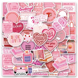 60 PCS Pink Bookish Stickers,Book Stickers for Kindle,Booktok Reading Stickers,Aesthetic Kindle Stickers,Bookish Gifts for Woman,Girl,Book Lover,Gifts for Adult