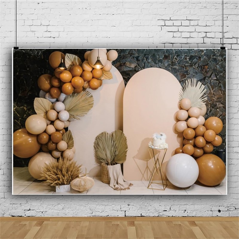 10x6ft Boho Beige Baby Shower Backdrop Wedding Birthday Party Portrait