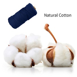 Macrame Cord 4mm x 109 Yards, JeogYong Thick Natural Cotton Cord Yarn Thread, 4-Strand Twisted Spool Twine String Cotton Rope for DIY Crafts, Wall Hangings, Plant Hangers, Home Decorations (Dark blue)