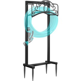 Shomextol Garden Hose Holder -Upgraded Hose Holder Holds,Freestanding Heavy Duty Hose Hanger,Sturdy Hose Stand and Hose Storage for Lawn & Yard,Black(Butterfly-Style)