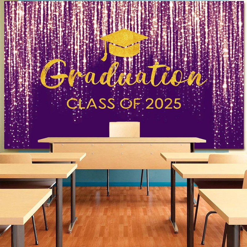 10 x 8 ft Graduation Party Backdrop Purple Class of