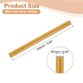 sourcing map 32 Pcs Mini Hot Glue Sticks, 0.28" Dia x 3.94" Long EVA Glue Gun Sticks, Flash Gold Mini Hot Melt Glue Sticks for DIY Craft Sticky Projects