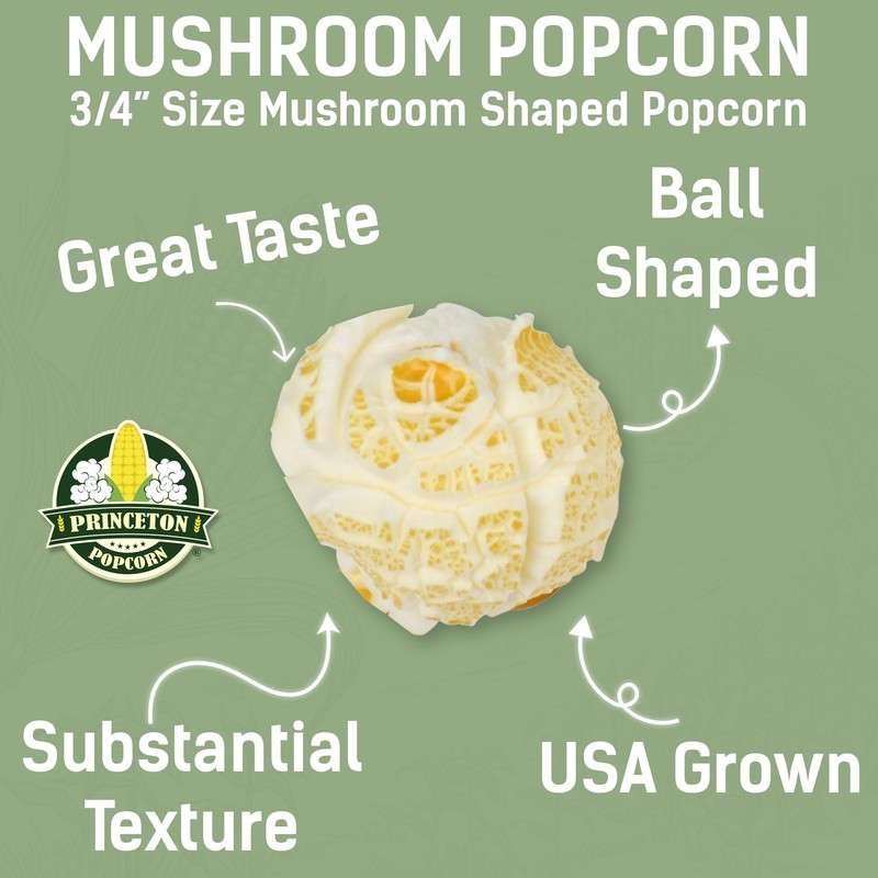 Princeton Popcorn Yellow Mushroom Popcorn Kernels - Easy-Eating, Extra Large