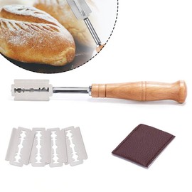 ChenYuehao One Piece Wooden Handle Scoring Sourdough Bread Stainless Steel Bread Scoring Blade Durable Practical Lame Premium Bread Cutter for Cut Sourdough Bread