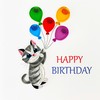 EcoLeafy Dot Cat Birthday Card - Quilled Tabby Cat Birthday