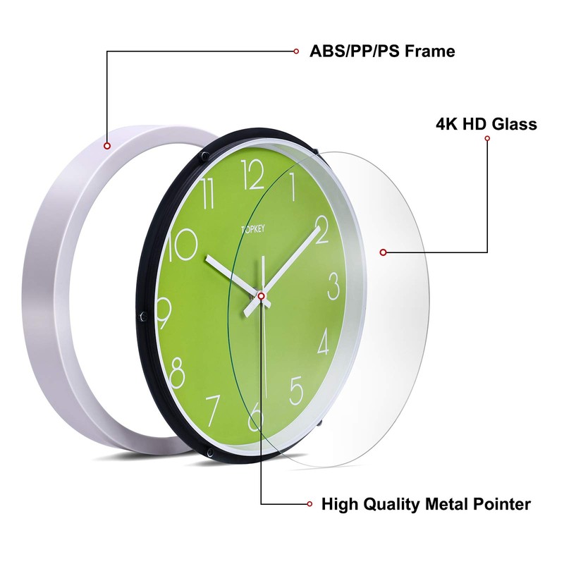 Topkey Wall Clock 12" Silent Non Ticking Decorative Modern Wall