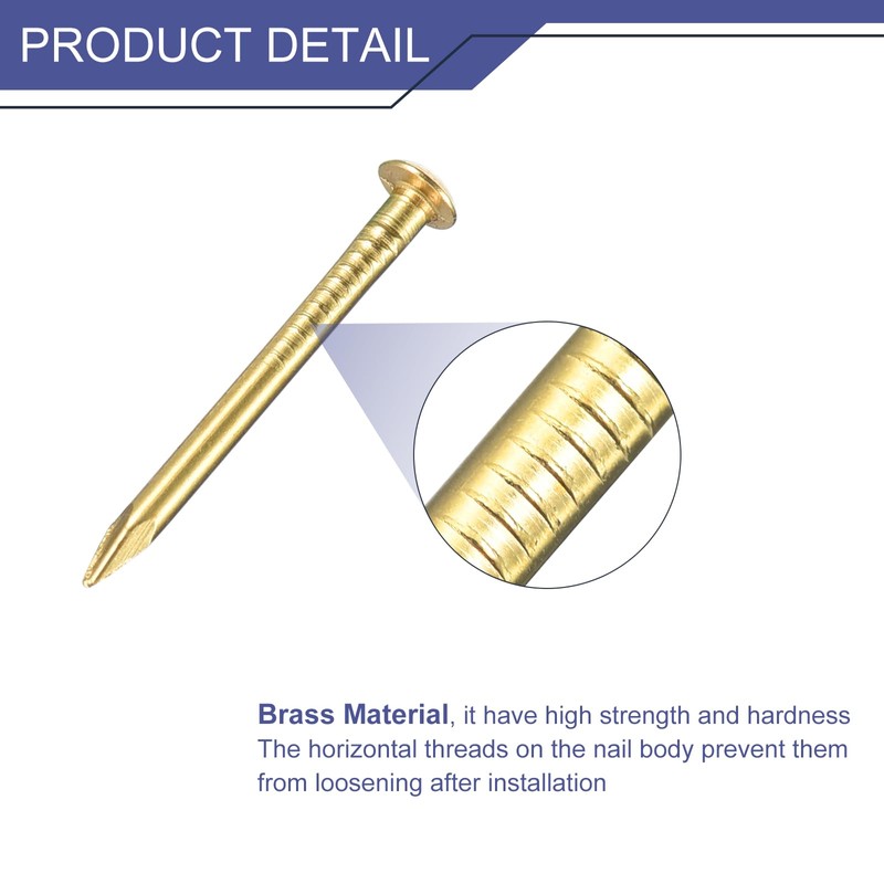 sourcing map 160 Pcs Small Tiny Nails 1.5mmx20mm(DXL) Tiny Brass