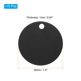 PATIKIL Metal Engraving Blank Tags, 15 Pcs 1.4" Round Aluminum Stamping Blank Tags Round Metal DIY Tag with Hole for Engraving Jewelry Bracelet Necklace Craft Making, Black