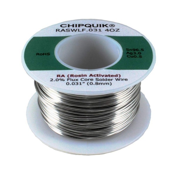 LF Solder Wire 96.5/3/0.5 Tin/Silver/Copper Rosin Activated .031 4oz