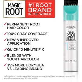 L'Oreal Paris Magic Root Rescue 10 Minute Root Hair Coloring Kit, Permanent Hair Color with Quick Precision Applicator, 100 percent Gray Coverage, 4 Dark Brown, 2 count