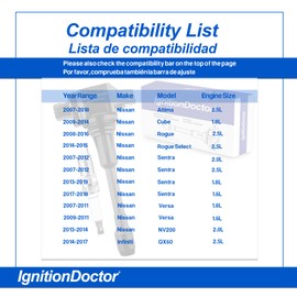 Ignition Doctor Coil Pack and Spark Plugs of Iridium Compatible with 2007-18 Nissan Altima, 2008-16 Rogue, 2009-14 Cube, 2007-19 Sentra, 2007-11 Versa, NV200, Infiniti QX60 (1.6L 1.8L 2.0L 2.5L) UF549
