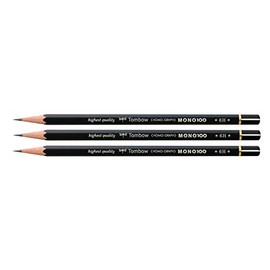 Tombow Pack of 3 High Quality Graphite Pencils Mono 100 6H