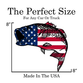 Large USA Flag Fishing Bass Fish Sticker Decal Fishing Bumper Sticker Fish Auto Decal Car Truck Boat RV Patriotic Tackle Box Fisherman (8 Inch)