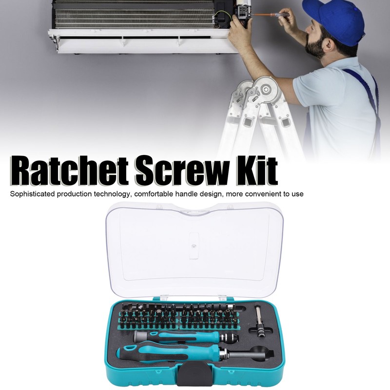 57Pcs Ratchet Screw Set Driver Bits with Socket Handle Manual
