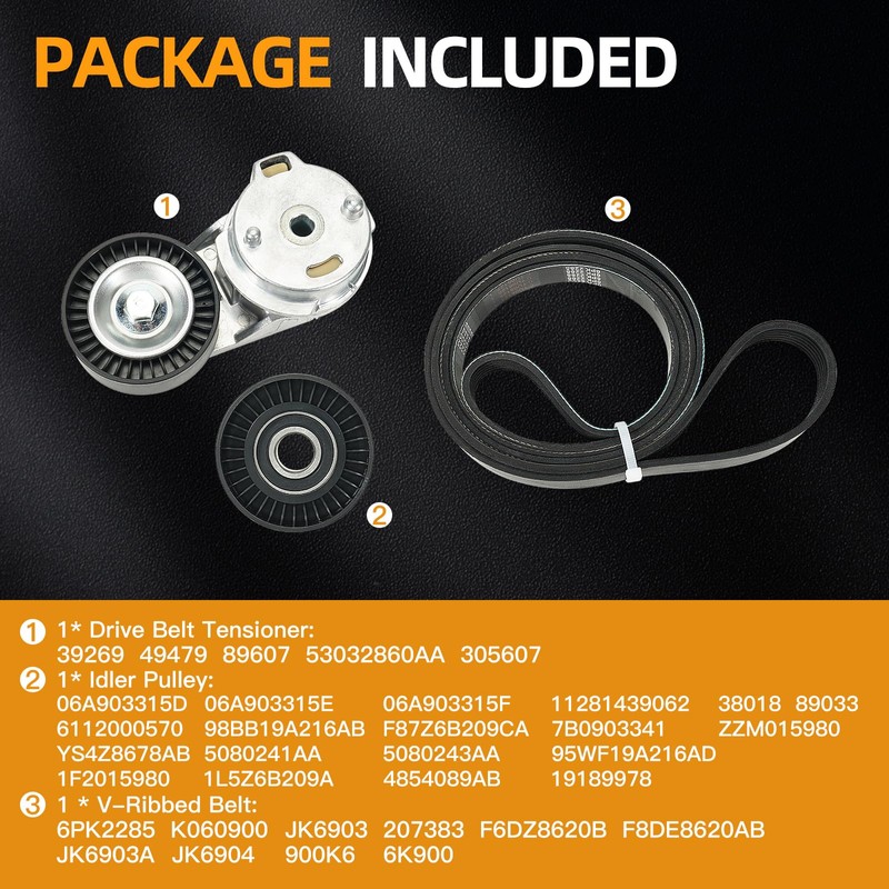 Kozlira Engine Serpentine Belt Tensioner Idler Pulley Drive Kit Compatible