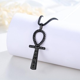 Twoowl Ankh Necklace Men Women 925 Sterling Silver Egyptian Coptic Ankh Pendant Egyptian Cross Necklace Egyptian Ankh Jewelry, Sterling Silver, No Gemstone