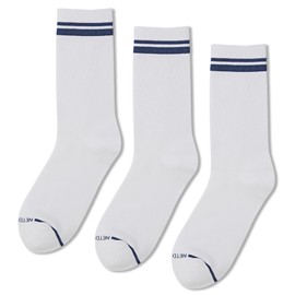netdraw Men's Super Soft Bamboo Viscose Crew Socks Breathable Seamless Reinforced Toe 3 Pack, White