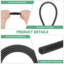 M METERXITY Silicone Tubing, 5/32"(4mm) ID x 9/32"(7mm) OD Silicone Rubber Vacuum Tube, 11ft(3.5 M) High Temp Water Air Hose Pipe for Pump/Liquid Transfer/Home Brewing/Winemaking [Black]