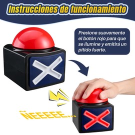 AUTOWT Timbres de Juegos con Sonido, 2PCS Botón de Timbre con Luces Timbres de Programas de Juegos para la Familia, Botones de Juegos de Preguntas y Respuestas Perfectos para la Noche de Juegos