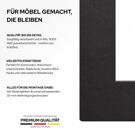HEVVA Set of 2 Graz Furniture Runners, Height 25 cm (Depth 25 cm, Black)