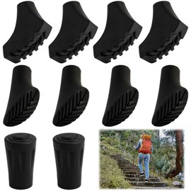 Annlpoy Pack of 10 Nordic Walking Pads, Walking Poles, Rubber Buffers, High-Quality Rubber Buffer for Asphalt, 11 mm Diameter, for Hiking Poles and Telescopic Poles, Durable and Noise Reducing