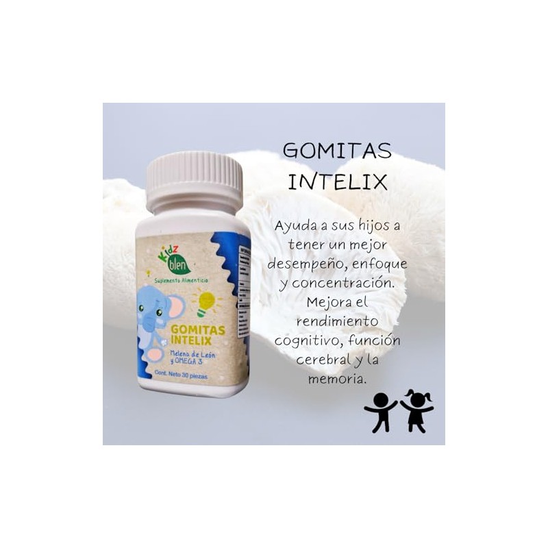BLEN Gomitas Intelix para Niños, Mejora Rendimiento Cognitivo y Función