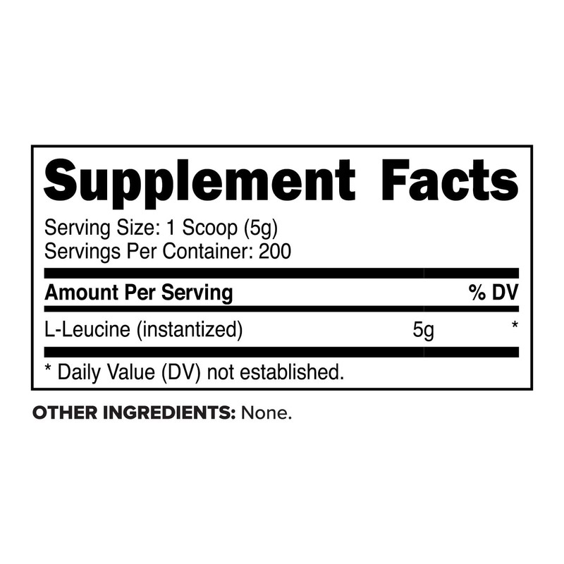 Primaforce L-Leucine Pure Powder 1 KG (2.2lbs) - Non-GMO, Gluten