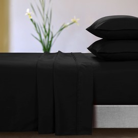 Tribeca Living Microfiber 110-GSM Deep Pocket Sheet Set Queen Black (SSSSMFQUBL)