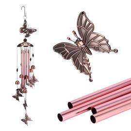 Wind Chimes, Butterflies Wind Chimes Craft Set, Vintage Copper Windchimes Outdoor DIY Wind Chime, Hanging Wind Chime Gifts for Mom and Woman, Window, Garden, Patio, Backyard, Home Decor
