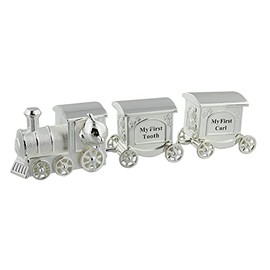 Baby Gifts WBM-GFT14 Harts Train with 2 Carriages Tooth and Curling Box Silver Plated Clear 200g