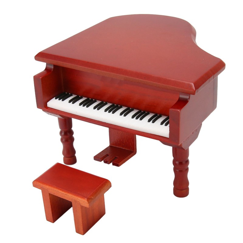 Wooden Music Box Piano Style Decorative Gold Plated Movement Pleasing
