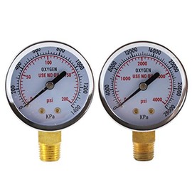 Low and High Pressure Gauges for Oxygen Regulator - 2 inches (Pair)