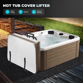 Hot Tub Cover Lifter, Hydraulic Spa Cover Lift, Heavy Duty Spa Cover Lifter for Hot Tub, Height 32.7-42 Inch Adjustable Hot Tub Cover Lift Removal System, Rust-Resistant Hot Tub Cover Holder