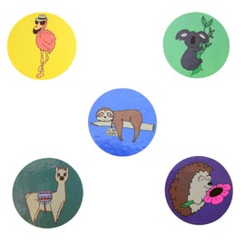 J.A.T. Creative Products Cute Animal Character Colorful Sticker Roll for Kids Set of 100 Teacher Reward School Prize Party Favors 1.5" Round