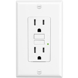 GFCI Outlet 15 Amp,Self-Test,GFI Electrical Outlet with Thinner Design,WR Weather Resistant GFCI Receptacle,Ground Fault Circuit Interrupters,Indoor or Outdoor Use,UL Listed (1, White, 15Amp)