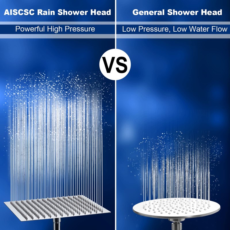 Aiscsc Rain Shower Head - 10 Inch High Pressure Shower